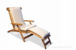 Teak Steamer Chair Chaise Lounge and Cushion Set